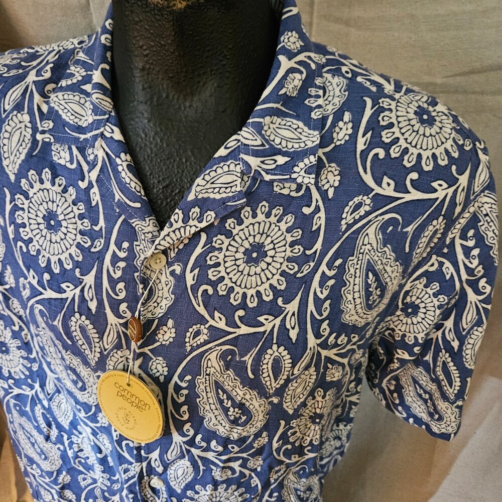 Common People Clothing Men's Linen Blend Hawaiian Style Camp Shirt NEW Sz Medium - Picture 6 of 7